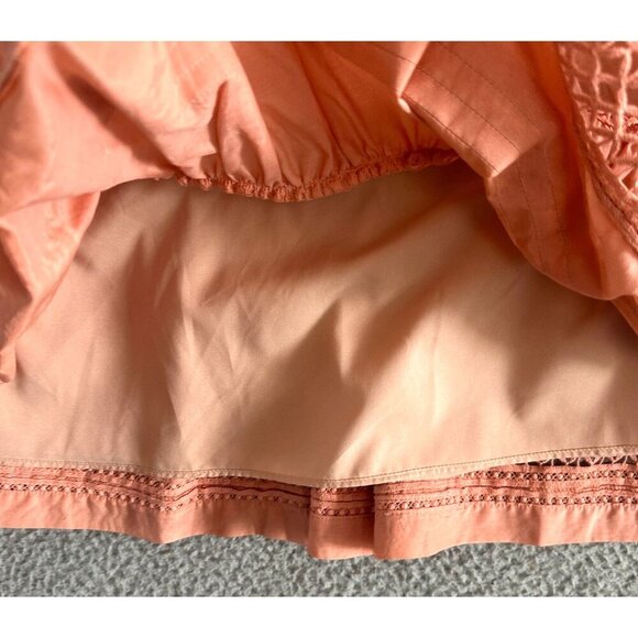 MARIE OLIVER Silk Blend Dress Eyelet Puff Sleeve Peach Pink - Picture 10 of 16